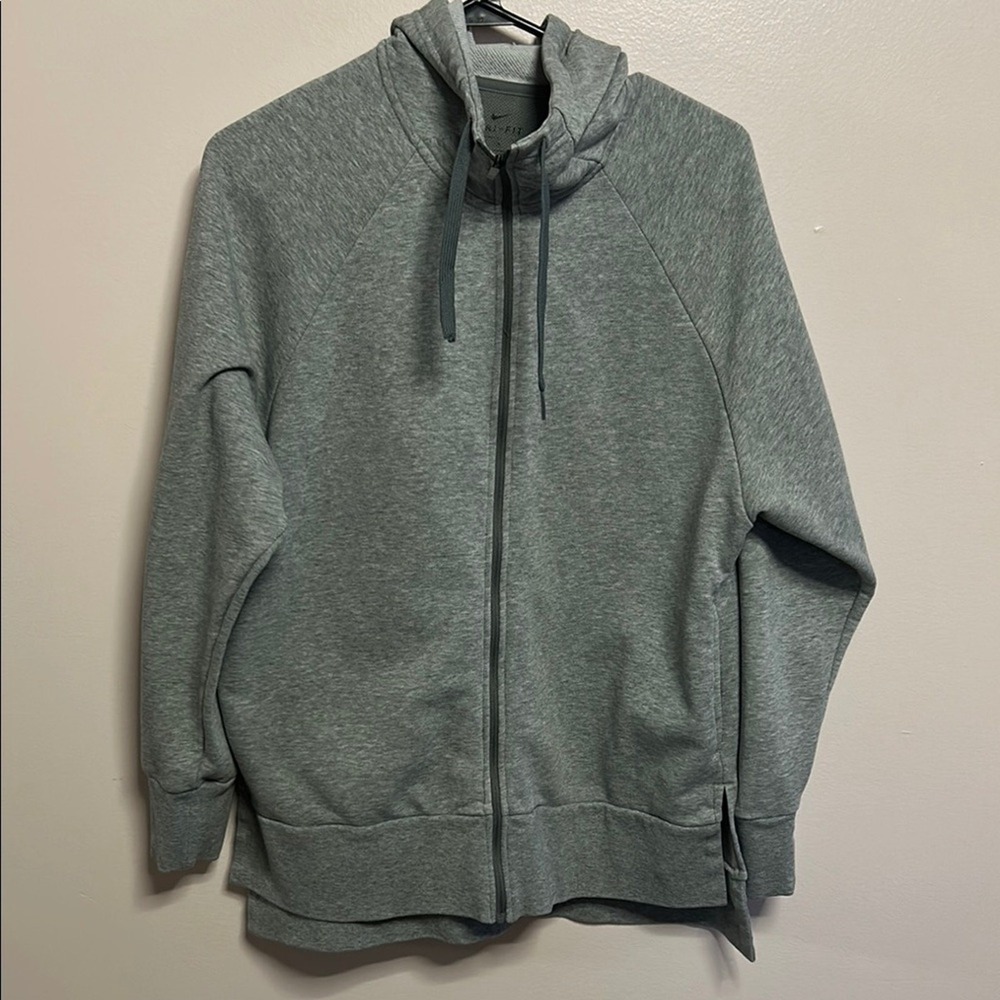 Nike Dri Fit Oversized Full Zip Hoodie Sweatshirt Women Medium Gray Sportswear